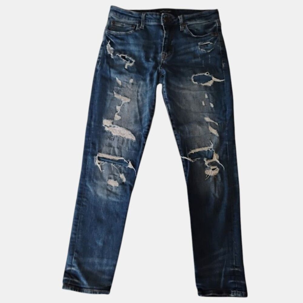 Aeropostale Slim Men's Jeans 30x30 Dark Wash Distressed Ripped Thrashed Denim